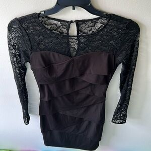 White House/Black Market Slimming Lace Long Sleeve Dress